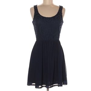 navy lace chiffon mini dress flowy